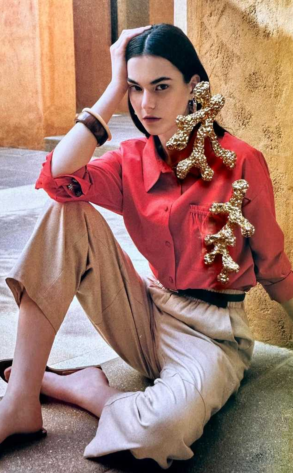 Altın Mercan Özel Tasarım Küpe