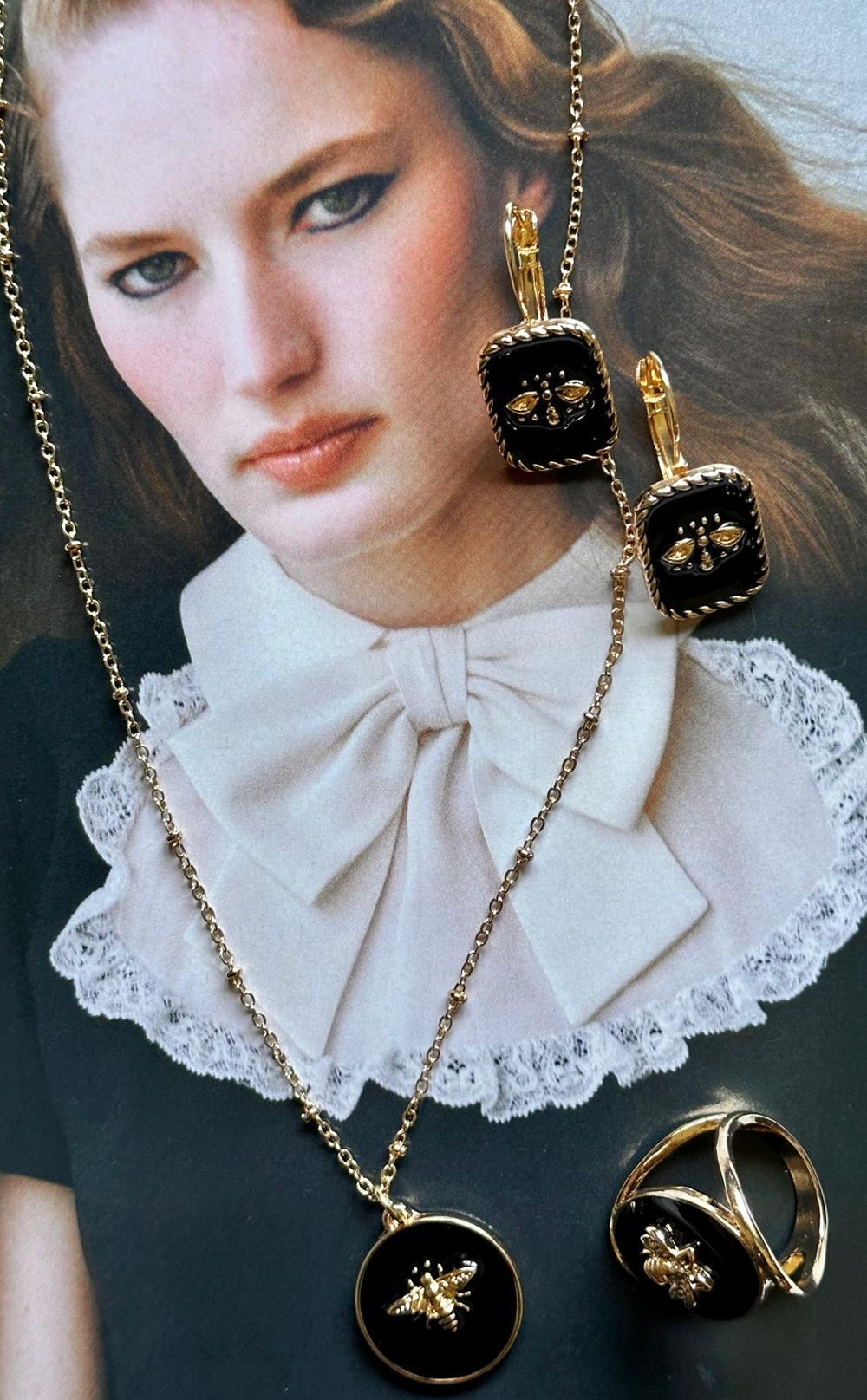 Kraliçe Arı Özel Tasarım Kolye, Küpe & Yüzük