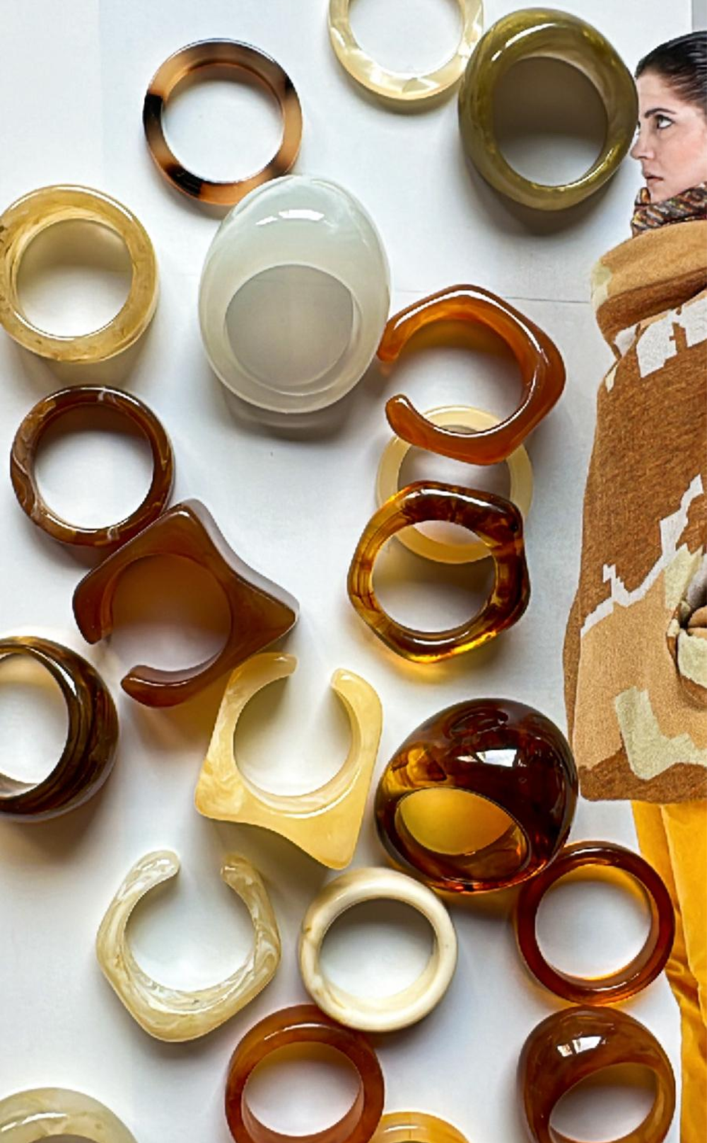 Retro Amber Özel Tasarım Yüzükler